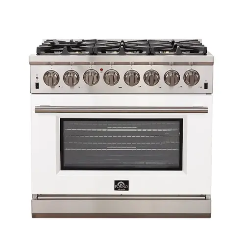 Front. Forno Appliances - Capriasca 5.36 Cu. Ft. Freestanding Dual Fuel Electric Range with Convection Oven - White Door.
