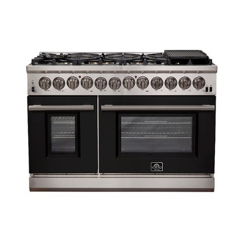 Forno Appliances - Capriasca 6.58 Cu. Ft. Freestanding Dual Fuel Electric Range with Convection Ovens - Black Door
