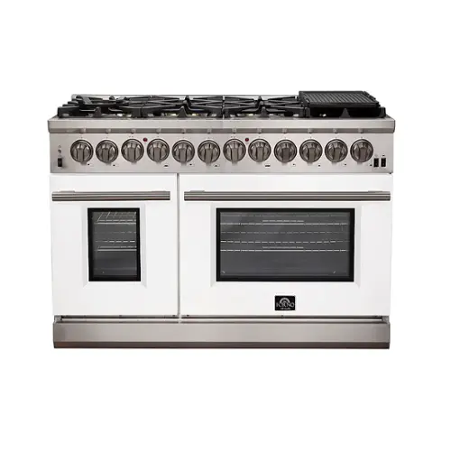 Front. Forno Appliances - Capriasca 6.58 Cu. Ft. Freestanding Dual Fuel Electric Range with Convection Ovens - White Door.