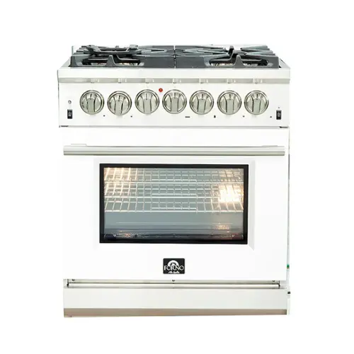 Front. Forno Appliances - Capriasca 4.32 Cu. Ft. Freestanding Dual Fuel Electric Range with Convection Oven - White Door.