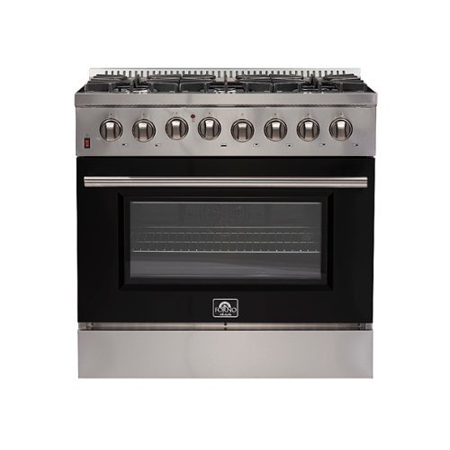 

Forno Appliances - Galiano 5.36 Cu. Ft. Freestanding Dual Fuel Electric Range with Convection Oven - Black Door - Stainless Steel/Black Glass