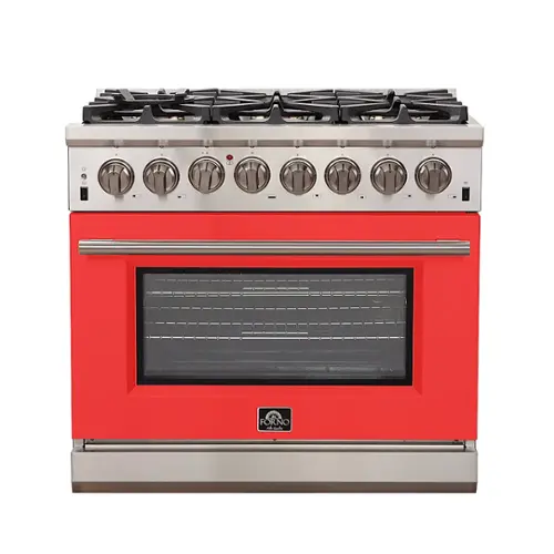 Front. Forno Appliances - Capriasca 5.36 Cu. Ft. Freestanding Dual Fuel Electric Range with Convection Oven - Red Door.
