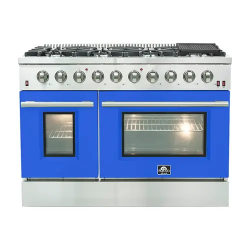 Front. Forno Appliances - Galiano 6.58 Cu. Ft. Freestanding Gas Range with Convection Oven - Blue Door - Blue.