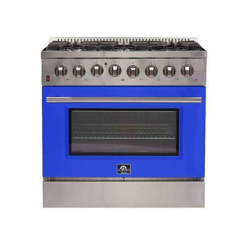 Forno Appliances - Galiano 5.36 Cu. Ft. Freestanding Dual Fuel Electric Range with Convection Oven - Blue Door