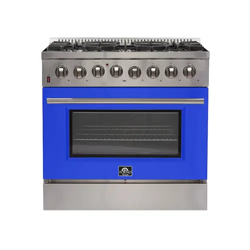 Front. Forno Appliances - Galiano 5.36 Cu. Ft. Freestanding Dual Fuel Electric Range with Convection Oven - Blue Door - Blue.