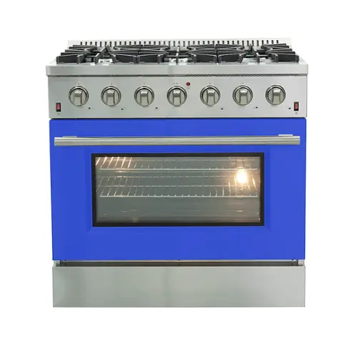 Front. Forno Appliances - Galiano 5.36 Cu. Ft. Freestanding Gas Range with Convection Oven - Blue Door - Blue.