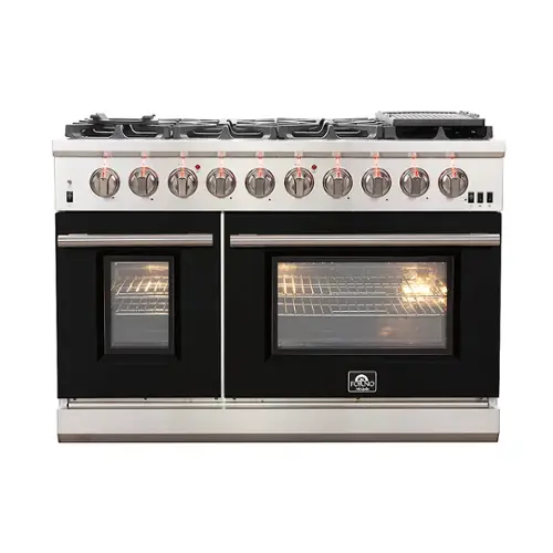 Front. Forno Appliances - Capriasca 6.58 Cu. Ft. Freestanding Gas Range with Convection Ovens - Black Door - Black.