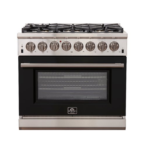 

Forno Appliances - Capriasca 5.36 Cu. Ft. Freestanding Dual Fuel Electric Range with Convection Oven - Black Door - Stainless Steel/Black Glass