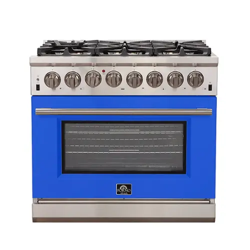 Front. Forno Appliances - Capriasca 5.36 Cu. Ft. Freestanding Dual Fuel Electric Range with Convection Oven - Blue Door - Blue.
