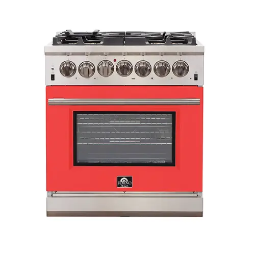 Front. Forno Appliances - Capriasca 4.32 Cu. Ft. Freestanding Gas Range with Convection Oven - Red Door - Red.