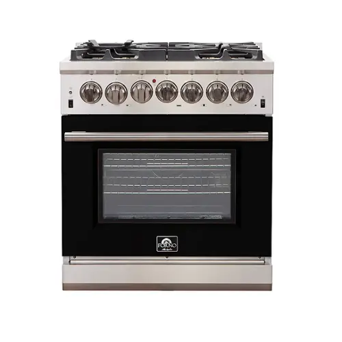 Front. Forno Appliances - Capriasca 4.32 Cu. Ft. Freestanding Gas Range with Convection Oven - Black Door - Black.