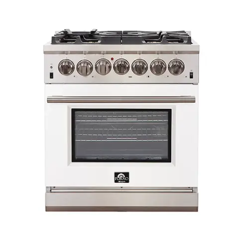 Front. Forno Appliances - Capriasca 4.32 Cu. Ft. Freestanding Gas Range with Convection Oven - White Door - White.