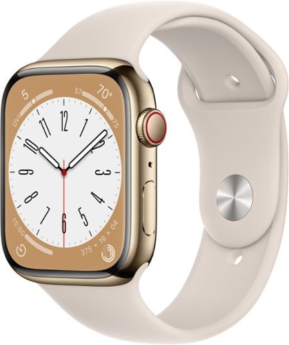 Apple Watch Series 8 GPS + Cellular 41mm Gold Stainless Steel Case with Starlight Sport Band - M/L - Starlight (Verizon)