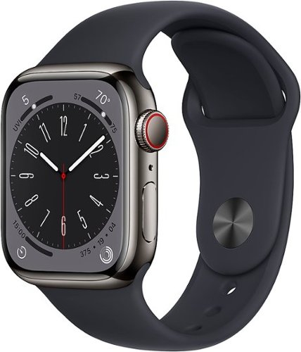 Apple Watch Series 8 GPS + Cellular 41mm Graphite Stainless Steel Case with Midnight Sport Band - M/L - Midnight (Verizon)