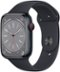 Apple Watch Series 8 (GPS + Cellular) 45mm Aluminum Case with Midnight Sport Band - M/L - Midnight (Verizon)-Front_Standard 