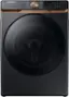 Front. Samsung - 5.0 Cu. Ft. High-Efficiency Stackable Smart Front Load Washer with Steam and Super Speed Wash - Brushed Black.