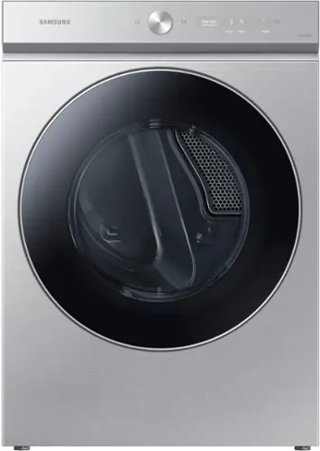 Front. Samsung - BESPOKE 7.6 Cu. Ft. Stackable Smart Electric Dryer with Steam and AI Optimal Dry - Silver Steel.
