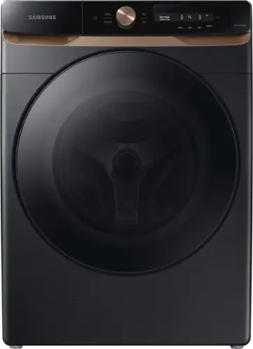 Front. Samsung - 4.6 cu. ft. Large Capacity AI Smart Dial Front Load Washer with Auto Dispense - Brushed Black.