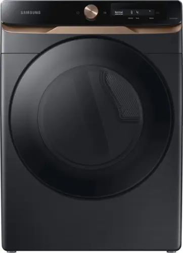Front. Samsung - 7.5 Cu. Ft. Stackable Smart Electric Dryer with Steam and Super Speed Dry - Brushed Black.