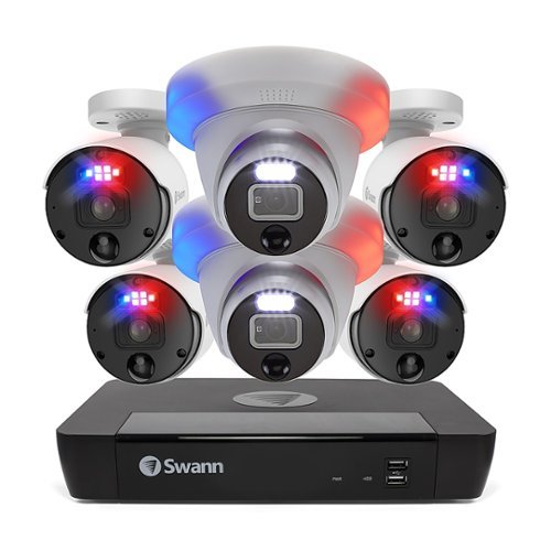 Swann - ProEnforcer 8-Channel, 6-Camera Indoor/Outdoor 12MP Mega HD 2TB NVR Security Surveillance System - White