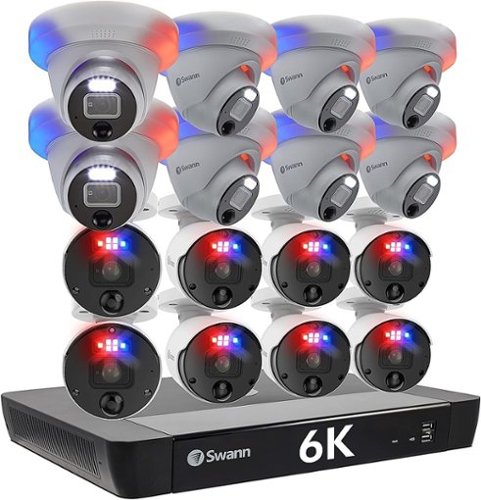Swann - Pro 16-Channel, 8-Bullet, 8-Dome Camera 4K HD, Indoor/Outdoor PoE Wired, 2TB HDD NVR Security Surveillance System - Black