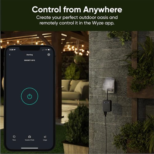 Wyze Outdoor WiFi Smart Plug with Dual Outlets, Energy Monitoring, IP64, 2.4GHz, Works with Alexa and Google Assistant - Black GLOBAL SHIPPING