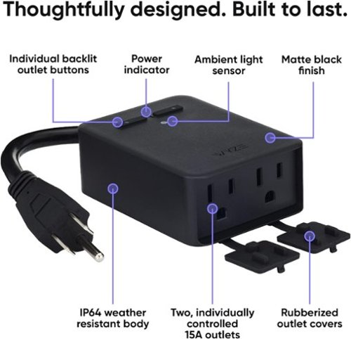 Wyze Outdoor WiFi Smart Plug with Dual Outlets, Energy Monitoring, IP64, 2.4GHz, Works with Alexa and Google Assistant - Black BUY ONLINE