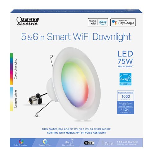 FEIT ELECTRIC 6 Downlight with Alexa and Google - White and Color WORLDWIDE DELIVERY