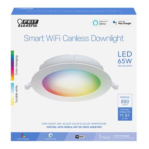 FEIT ELECTRIC 6 Recessed Downlight with Alexa and Google - White and Color GLOBAL SHIPPING