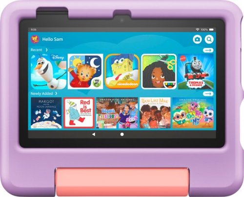 Amazon - Fire 7 Kids Ages 3-7 (2022) 7u0022 tablet with Wi-Fi 32 GB - Purple