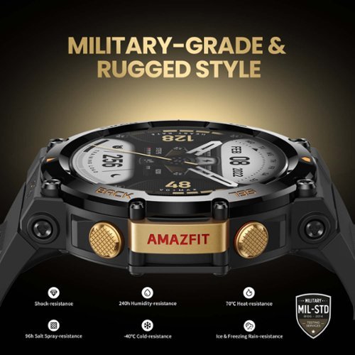 Amazfit T-Rex 2 Outdoor Smartwatch 35.3mm Polymer Alloy - Ember Black BUY IN QATAR