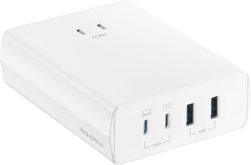 Insignia&trade; - 140W 4-Port USB and USB-C Desktop Charger Kit for MacBook Pro 16&rdquo;, Laptops, Smartphone, Tablet, and More - White