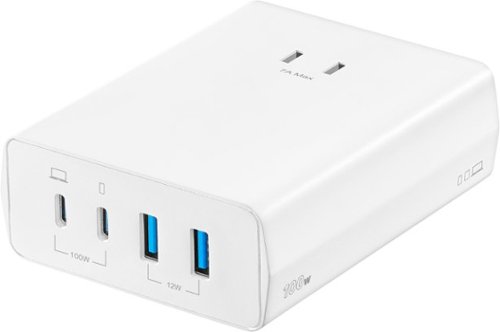 Insignia™ 100W 4-Port USB and USB-C Desktop Charger Kit for MacBook Pro, Smartphone, Tablet and More - White WORLDWIDE DELIVERY