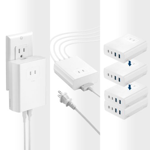 Insignia™ 100W 4-Port USB and USB-C Desktop Charger Kit for MacBook Pro, Smartphone, Tablet and More - White BUY IN SINGAPORE