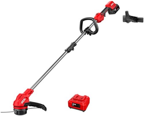 Skil - PWRCORE20 20-Volt 13-Inch Cutting Diameter Brushless Straight Shaft Grass Trimmer (1 x 4.0Ah Battery and 1 x Charger) - Red/black