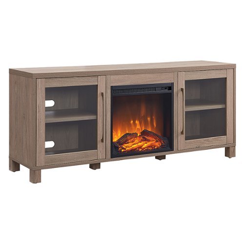 

Camden&Wells - Quincy Log Fireplace TV Stand for Most TVs up to 65" - Antiqued Gray Oak