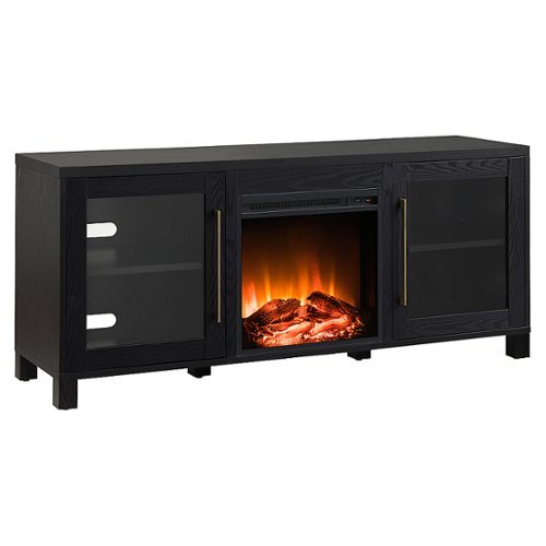 

Camden&Wells - Quincy Log Fireplace TV Stand for Most TVs up to 65" - Black Grain