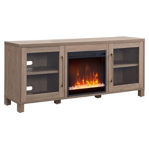 Camden&Wells - Quincy Crystal Fireplace TV Stand for Most TVs up to 65" - Antiqued Gray Oak