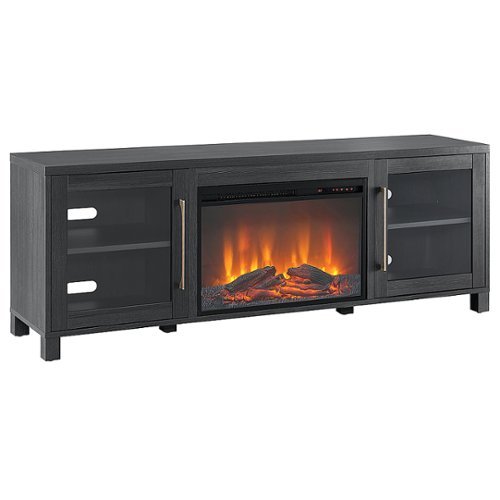 Camden&Wells - Quincy Log Fireplace TV Stand for TVs up to 80" - Charcoal Gray