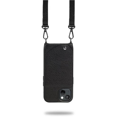 Noémie - Wallet & Crossbody Strap Case for iPhone 13 - Black/Black