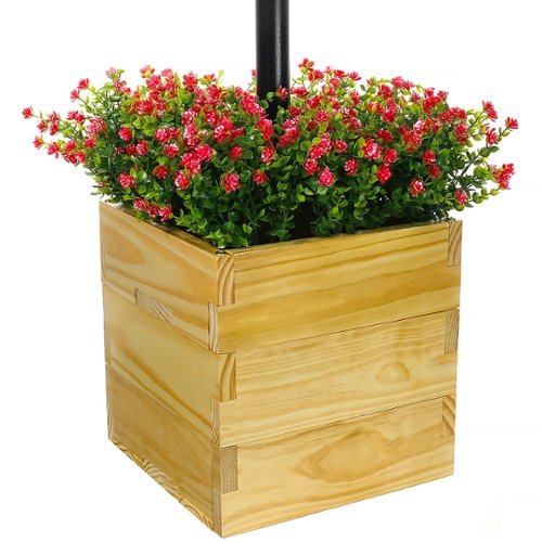 Excello Global Products 14x14 Planter Box with Light Pole Holder - Brown WORLDWIDE DELIVERY