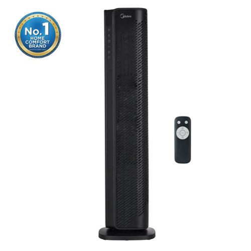 Midea - 1500W 30" Smart Tower Space Heater with Wi-Fi App and Voice Remote Control - Black-Front_Standard 