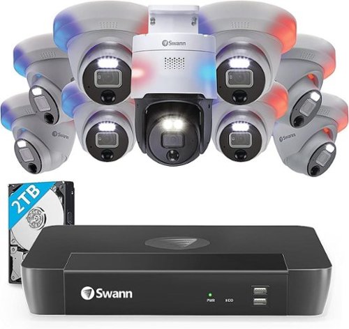 Swann - Enforcer 16-Channel, 9-Camera Indoor/Outdoor Wired 12MP 4TB NVR Security System - White