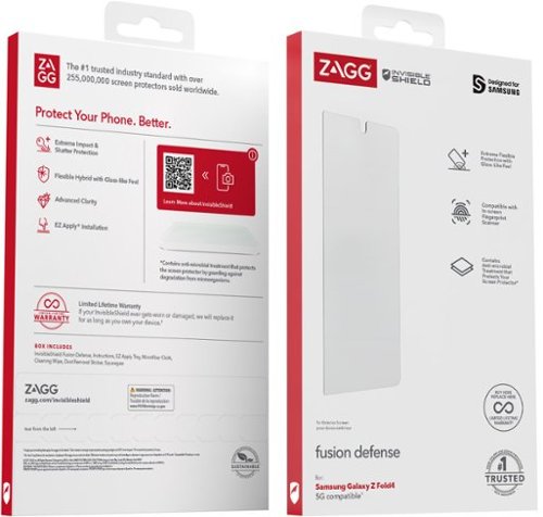 ZAGG InvisibleShield Fusion Defense Flexible Hybrid Screen Protector with Glass-like Feel for Samsung Galaxy Z Fold4 - Clear GLOBAL SHIPPING