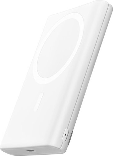 Best Buy essentials™ - 5,000mAh 7.5W Magnetic Wireless Portable Charger for iPhone 15/14/13/12 series and MagSafe Compatible Devices - White