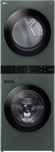 LG - 4.5 Cu. Ft. HE Smart Front Load Washer and 7.4 Cu. Ft. Electric Dryer WashTower with Steam and Built-In Intelligence - Nature Green