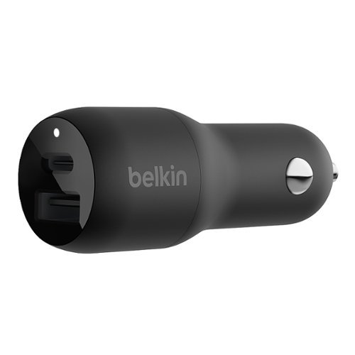 Belkin - 37W Dual USB Car Charger - Power Delivery 25W USB C Port & 12W USB A Port with PPS Charging for Apple iPhone and Samsung - Black