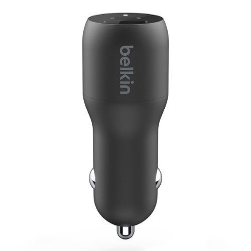 Belkin 37W Dual USB Car Charger - Power Delivery 25W USB C Port & 12W USB-A Port with PPS Charging for Apple iPhone and Samsung - Black GLOBAL SHIPPING