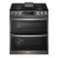 Front. LG - 6.9 Cu. Ft. Slide-In Double Oven Gas True Convection Range with EasyClean and InstaView - PrintProof Black Stainless Steel.