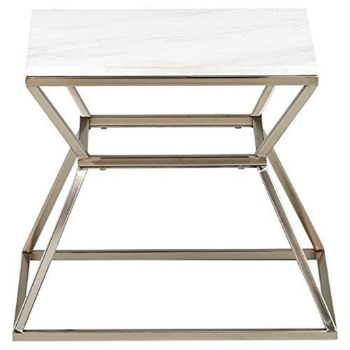 Adore Decor Audrey Marble Side Table - Silver
